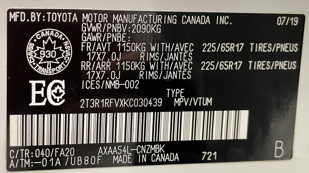 TOYOTA RAV4 XLE 2019