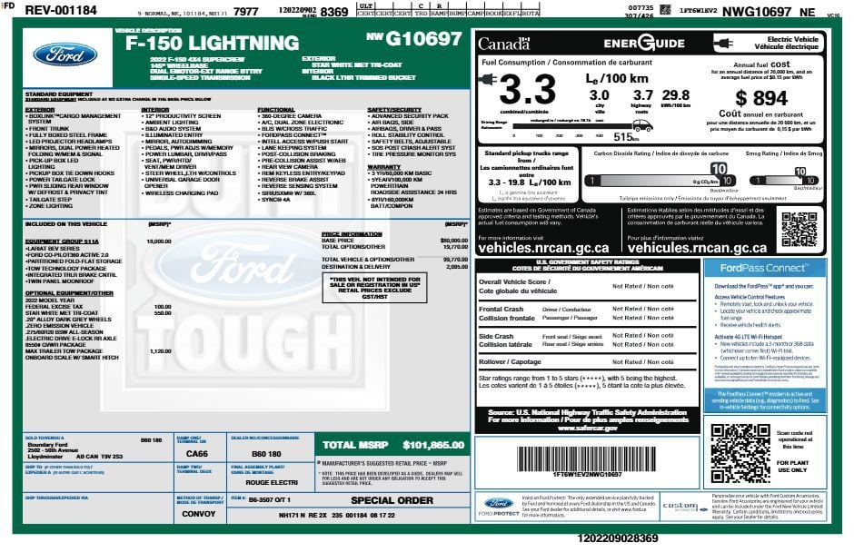 Ford F-150 Lightning LARIAT 2022