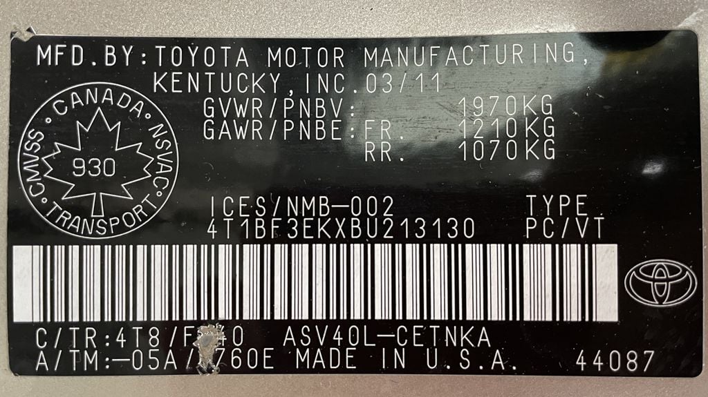 Toyota Camry LE 2011